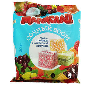 Мармелад Сочный BOOM Трехслойный в кокос.стружке м/у 200г