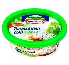 Творожный сыр "Хохланд"с зеленью, ванночка 140гр [м]