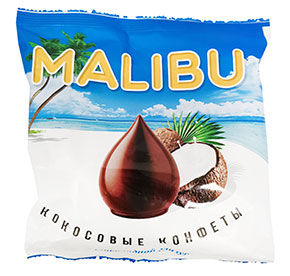 Конфеты Malibu кокосовые в шоколадной глазури 140гр