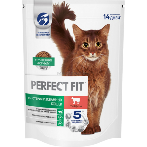 Корм 0,65 кг Perfect Fit для кастрированных котов и стерилизованных кошек м/уп