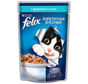 Корм для кошек FELIX с форелью в желе м/у 85гр