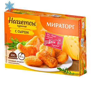 Наггетсы 300г МИРАТОРГ куриные с сыром, м/уп