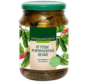 Огурцы маринованные целые ст/б 950гр