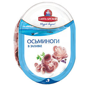 Мясо осьминога обыкновенного в заливке  "Классик"  180гр лоток ООО "Санта-Бремор"