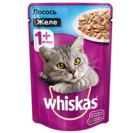 WHISKAS желе с лососем 24*85г