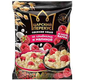 Каша Царский перекус овсяная НТВ малина со сливками м/у 35гр