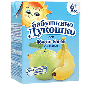 Сок яблочно-банановый с мяк. Бабушкино лукошко с 5 мес т/пак 0,2л 
