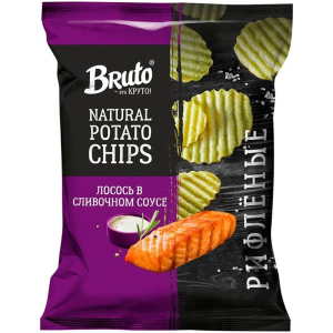 БРУТО Чипсы 120гр рифл из натур. картофеля со вкусом Лосось 1уп*18шт (пал20)Ста
