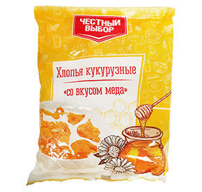 Хлопья 350 г Честный выбор кукурузные со вкусом меда м/уп