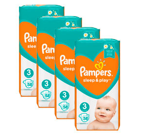 Подгузники Pampers Sleep Play Midi 3 с ромашкой 6-10кг 58шт