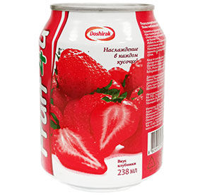 Напиток Fruit4u из клубнич.пюре с кусоч.клубники ж/б 238мл