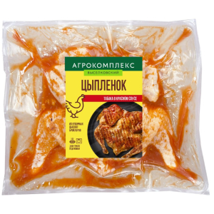 П/ф из мяса ЦБ куск.м/к марин.цыпленок-табака в красном соусе охл.(пакет) 1,0 кг Агрокомплек