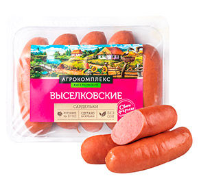 Сардельки «Выселковские» МГА прод.мясосод.колбасн.издел.инд.упак. охл 1кг Агрокомплекс