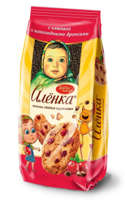 Печенье Аленка сдобное хрустящ с клюквой и шок дропс 140 гр