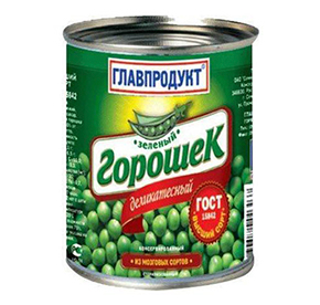 Зеленый горошек деликатесный Главпродукт ГОСТ в/с ж/б 425гр