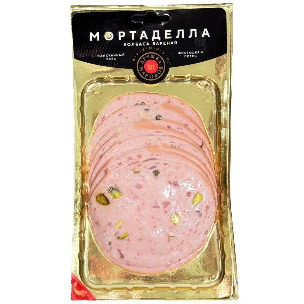 Колбаса Мортаделла вареная Дружба Народов сервировочная нарезка 120гр 160₽