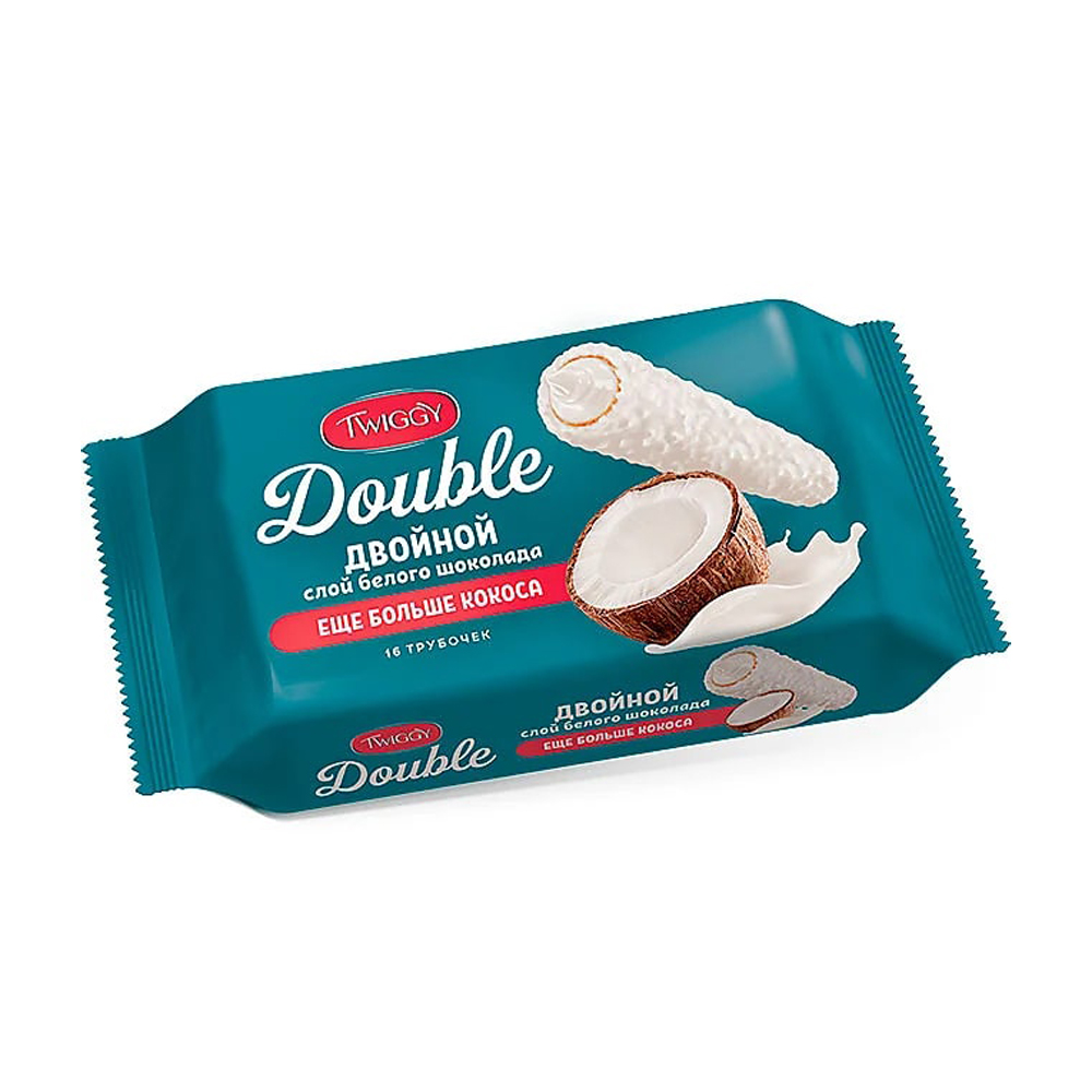 Вафельные трубочки Twiggy DOUBLE с кокос в белшок185г Яшкино 175₽