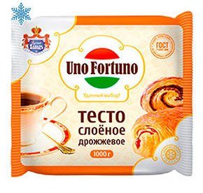 Тесто слоеное дрожжевое замороженное Русский Холод 1кг
