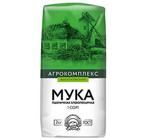 Мука пшеничная хлебопекарная Агрокомплекс 1-й сорт 2кг