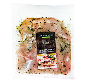 Филе ЦБ мелкокусковое маринованное в Масляно-травяном соусе охл. (весовое)