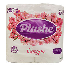 Бумага Туалетная 4 шт Plushe Deluxe 3 сл. ароматизир. в ассорт-те м/уп