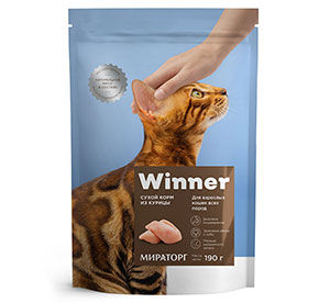 Корм сухой WINNER для взрослых кошек всех пород из курицы м/у 0,19кг