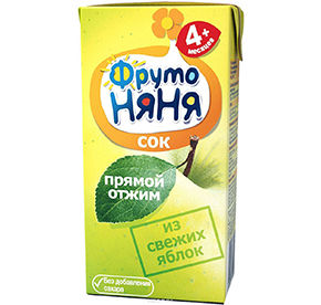 Сок ФрутоНяня Яблоко прямого отжима 0,2л