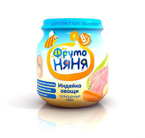 Фрутоняня Пюре из индейки с овощами (картофель, кабачок, морковь) 100гр (с 8 мес)