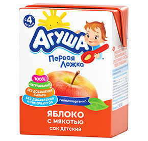 Сок детск.с мякот. б/сах, ябл. "Агуша", 200 мл