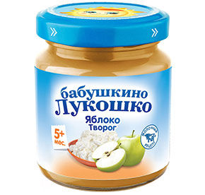 Пюре Бабушкино лукошко яблоко-творог с 5мес 100гр