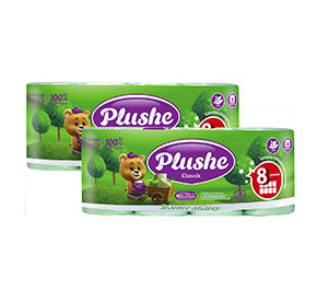 Бумага туалетная 8 шт Plushe Зеленое яблоко двухслойная Classic муп 195₽