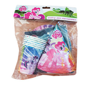 НАБОР "ВЕСЕЛЫЙ ПРАЗДНИК" MY LITTLE PONY (6 СТАКАН., 6 ТАРЕЛОК, 6 САЛФ, 6 ГУДКОВ, 6 КОЛП)в кор.2*12шт