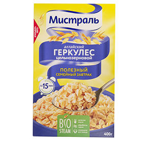 Хлопья 400 г Мистраль овсяные Геркулес Алтайский к/уп