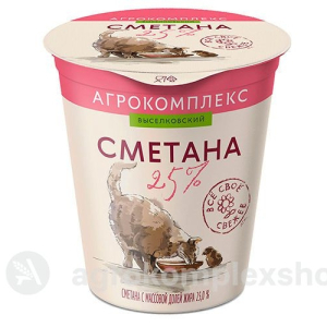 Сметана Агрокомплекс 25% 300гр стакан