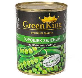 Горошек зеленый высший сорт №9 360гр Green King (сухой вес 216 гр )