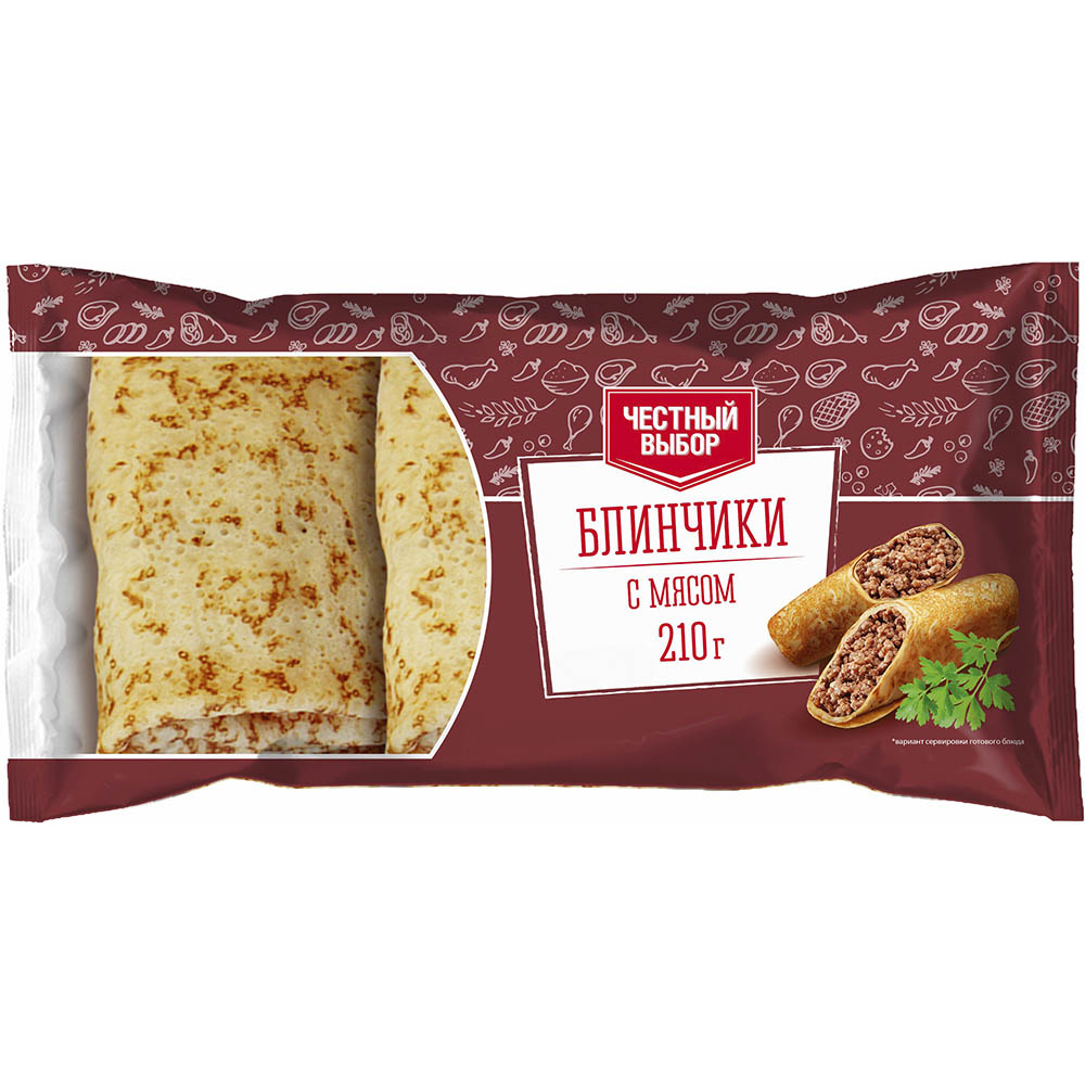 Блинчики с мясом замороженные Честный выбор 210гр 70₽
