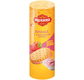 Печенье затяжное с кремово-клубничной прослойкой Яшкино 182гр