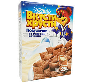 Подушечки Вкусти-Хрусти со сливочной начинкой кар.уп 250г