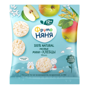 Мини-хлебцы рисовые ФрутоНяня яблоко клубника банан пребиотик 30 г
