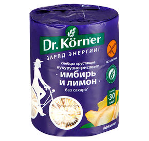 Хлебцы Dr.Korner Кукурузно-рисовые с имбирем и лимоном 100гр