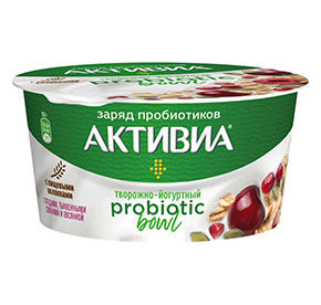 Творожно-йогуртная Активиа 3,5% вишня, овес, семена тыквы и сок граната 135гр