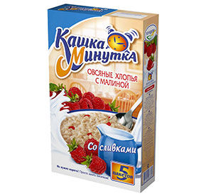 Хлопья овсяные Кашка-Минутка малина со сливками к/кор 215гр