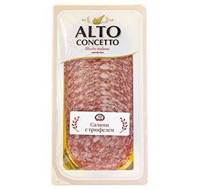 Салями с трюфелем, колбаса сыровяленая, нарезка, ALTO CONCETTO, 0,1 кг