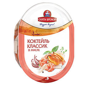 Коктейль из морепродуктов в растительном масле "Классик" 150 гр лоток ООО "Санта-Бремор"