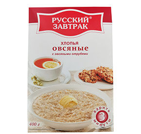 Хлопья овсяные Русский завтрак с овсяными отрубями к/у 400гр