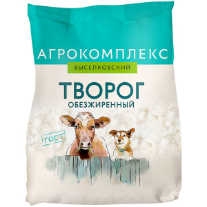 Творог обезжиренный пакет Агрокомплекс Сыры Кубани 300гр