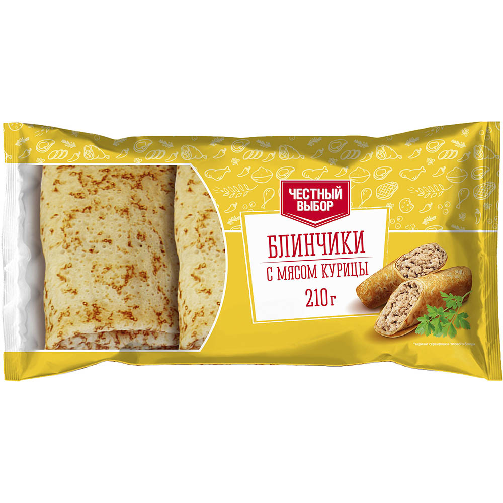 Блинчики с курицей замороженные Честный выбор 210гр 70₽