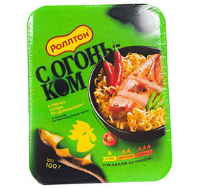 Лапша Роллтон куриная по- домашнему с соусом Огненно-острый чили лоток 100г