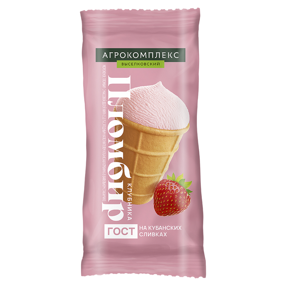 Мороженое пломбир с мдж15 с ягодннаполКубанская клубника в вафстакан100 гр 80₽