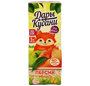 Сок яблочно-персиковый с мякотью Дары Кубани для детей 200мл